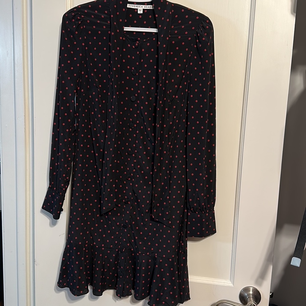 Veronica Beard Linley Tie Neck Long Sleeve Mini Dress Tunic Long Top Size 4 - Picture 5 of 17